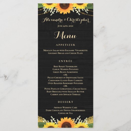 ブラックウ素朴ィードライトレースサンフラワー結婚ズ メニュー (正面)