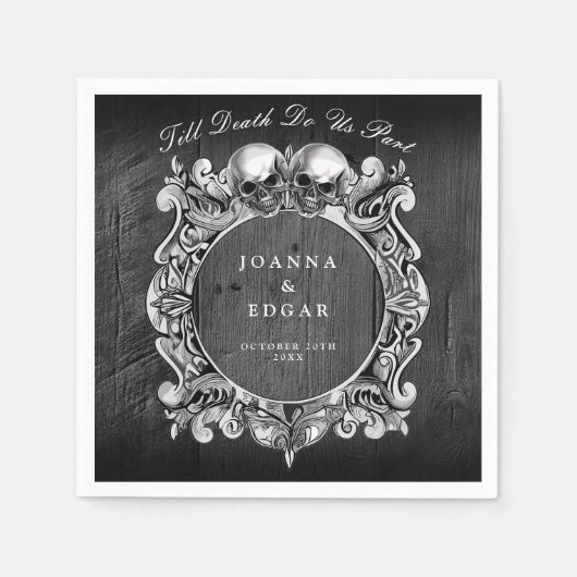 ブラックウ素朴ッドスカルゴシック結婚ズ スタンダードカクテルナプキン (正面)