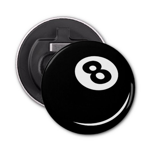 ブラックエイトボールボトルオープナー冷蔵庫用マグネット 栓抜き (正面)