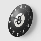 ブラックエイトボール ラウンド壁時計 (傾斜)