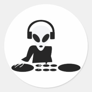 ブラックエイリアンターンテーブルdjアイコン ラウンドシール