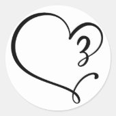 ブラックエステティックライン結婚ハートの封筒用シール ラウンドシール (正面)