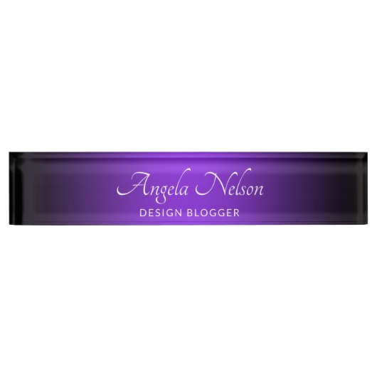 ブラックエッジブルーバイオレットグラデーション デスクネームプレート (正面)