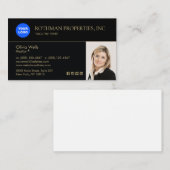 ブラックエテ実在ートロゴと写真の追加 名刺 (正面/裏面)