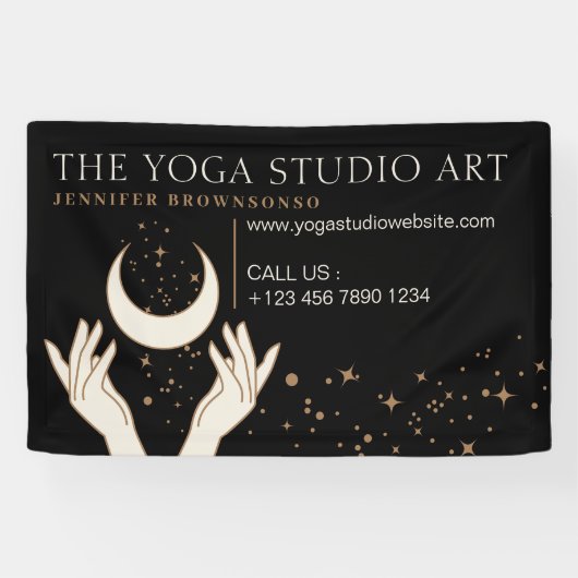 ブラックエネルギーハンズミスティックムーンスピリチュアル 横断幕 (横)