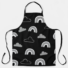 ブラックエプロンに灰色の雲と虹 エプロン
