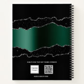 ブラックエメラルドグリーンゲート大理石グリッター名 ノートブック (裏面)