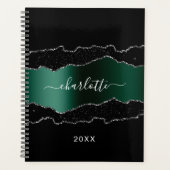 ブラックエメラルドグリーンシルバー大理石2026 プランナー手帳 (正面)