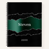 ブラックエメラルドグリーン瑪瑙の芸名 ノートブック (正面)