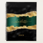 ブラックエメラルドグリーン金ゴールドアゲート大理石名 プランナー手帳 (正面)