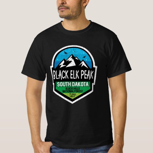 ブラックエルクピークサウスダコタマウンテンアドベンチャー Tシャツ (正面)