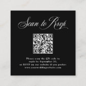 ブラックエレガイタリアンンス | QRコード付きRSVP エンクロージャーカード (正面)