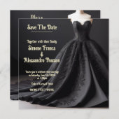 ブラックエレガンスでブライダルテーマを高はっきりしためる 案内状 (正面/裏面)