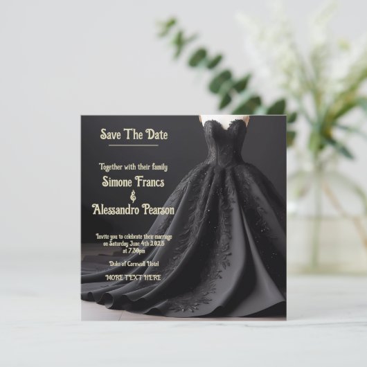 ブラックエレガンスでブライダルテーマを高はっきりしためる 案内状 (スタンド正面)