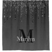 ブラックエレガンスグリッター   シャワーカーテン (正面)