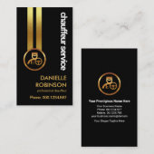 ブラックエレガンスストライキング金ゴールドラインズ運転手 名刺 (正面/裏面)