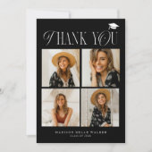 ブラックエレガンス卒業サンキューフォトコラージュ サンキューカード (正面)