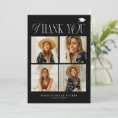 ブラックエレガンス卒業サンキューフォトコラージュ サンキューカード (スタンド正面)