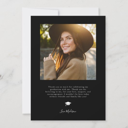 ブラックエレガンス卒業サンキューフォトコラージュ サンキューカード (裏面)