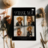 ブラックエレガンス卒業サンキューフォトコラージュ サンキューカード