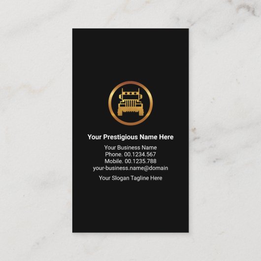 ブラックエレガンス垂直金ゴールドストライプトラックドライバー 名刺 (裏面)