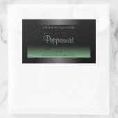 ブラックエレガントおよびグリーン製品ラベルソフトグリッター 長方形シール (バッグ)