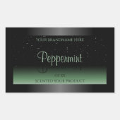 ブラックエレガントおよびグリーン製品ラベルソフトグリッター 長方形シール (正面)