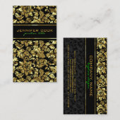 ブラックエレガントおよびメタリック金ゴールドのダンパー 名刺 (正面/裏面)