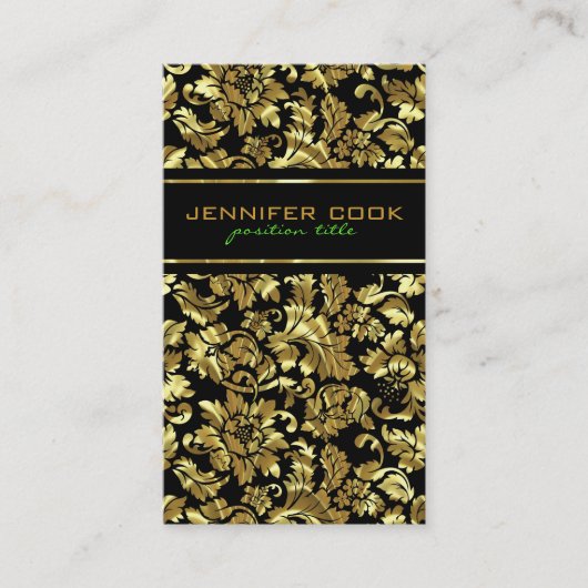 ブラックエレガントおよびメタリック金ゴールドのダンパー 名刺 (正面)