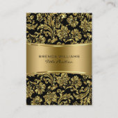ブラックエレガントおよびメタリック金ゴールドフローラのマスク 名刺 (正面)