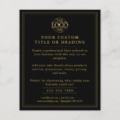 ブラックエレガントおよび金ゴールドのビジネスロゴのプロモーション チラシ (裏面)