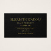 ブラックエレガントおよび金ゴールドのプロフパーソナライズされたァイル・カード (裏面)