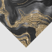 ブラックエレガントおよび金ゴールドグリッターアゲート誕生日 薄葉紙 (詳細)