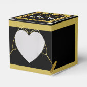 ブラックエレガントおよび金ゴールドグリッターダスト誕生日 フェイバーボックス (正面サイド)