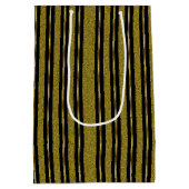 ブラックエレガントおよび金ゴールドストライプ ミディアムペーパーバッグ (裏面)