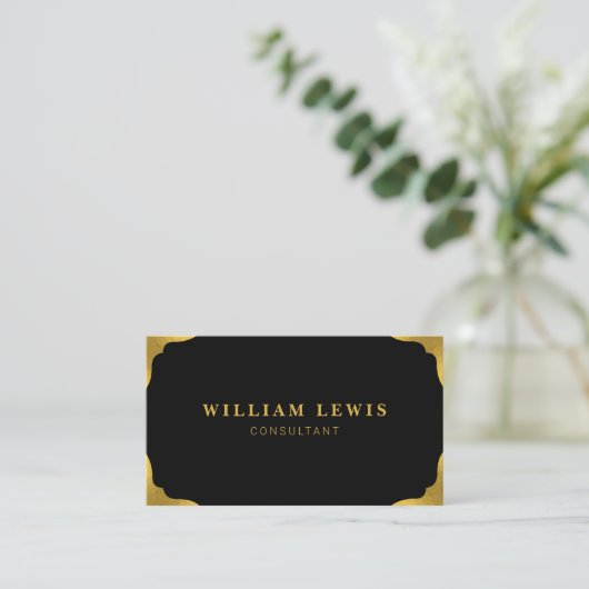 ブラックエレガントおよび金ゴールドプロフェッショナルミニマル 名刺 (スタンド正面)