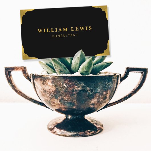 ブラックエレガントおよび金ゴールドプロフェッショナルミニマル 名刺