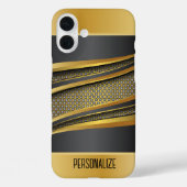 ブラックエレガントおよび金ゴールドメタリックメッシュデザイン Case-Mate iPhoneケース (裏面)