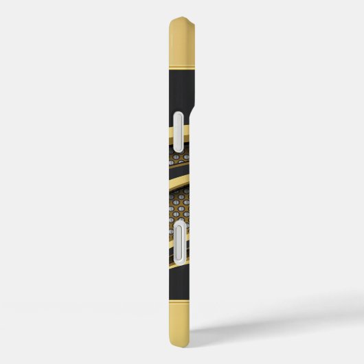 ブラックエレガントおよび金ゴールドメタリックメッシュデザイン Case-Mate iPhoneケース (裏面 / 右)