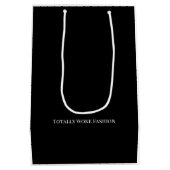 ブラックエレガントおよび金ゴールド結婚式の引き出物抱き枕 ミディアムペーパーバッグ (裏面)