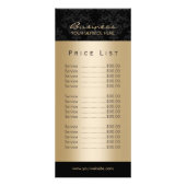 ブラックエレガントおよび金ゴールド美しいサロン価格表 ラックカード (正面)