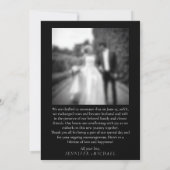 ブラックエレガントたった今結婚しましたシンプル結婚の写真 招待状 (裏面)