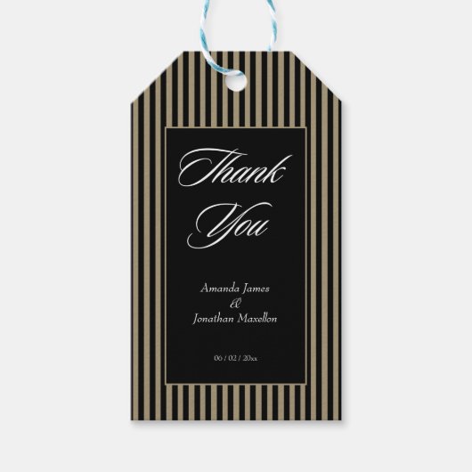 ブラックエレガントとグリーンのストライプ ギフトタグ (正面)