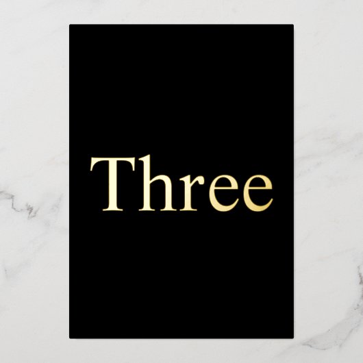 ブラックエレガントとゴールドのホイル結婚のテーブル番号 箔シーズンカード (正面)