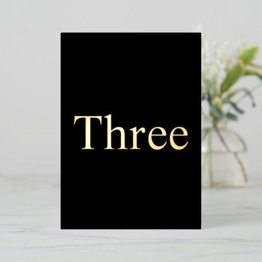 ブラックエレガントとゴールドのホイル結婚のテーブル番号 箔シーズンカード (立ち正面)