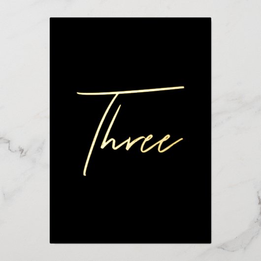 ブラックエレガントとゴールドのホイル結婚のテーブル番号 箔シーズンカード (正面)