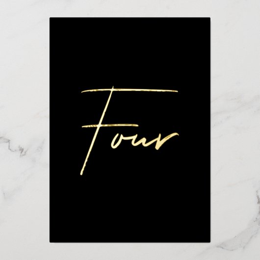 ブラックエレガントとゴールドのホイル結婚のテーブル番号 箔シーズンカード (正面)