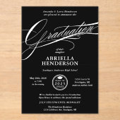 ブラックエレガントとスフォーマルクリプトの卒業 アクリル招待状 (正面)