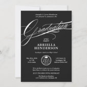 ブラックエレガントとスフォーマルクリプトの卒業 招待状 (正面)