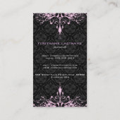 ブラックエレガントとピンクトーンのヴィンテージフローラマスク 名刺 (裏面)